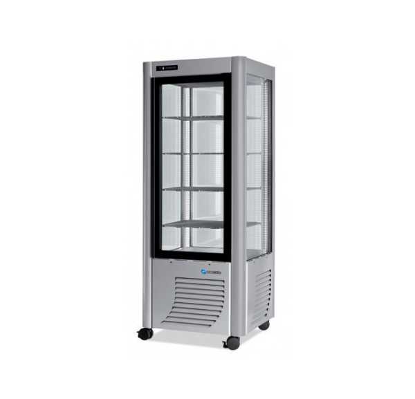 FURNOTEL - Vitrine positive +14/+18°C ventilée 4 faces vitrées aluminium 400 litres spéciale chocolat fixe
