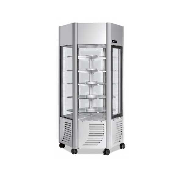 FURNOTEL - Vitrine positive +2/+10°C ventilé 6 faces vitrées aluminium 600 litres tournante