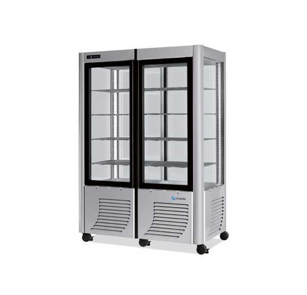 FURNOTEL - Vitrine positive +2/+10°C ventilée 4 faces vitrées aluminium 800 litres fixe