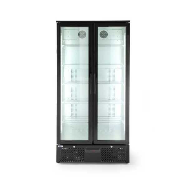 HENDI - Arrière bar statique +2/+10°C 2 portes vitrées 392x353 noir 506 litres
