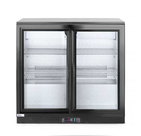 HENDI - Arrière bar ventilé +2/+10°C 2 portes vitrées coulissante noir