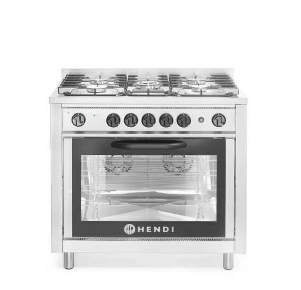 HENDI - Fourneau avec brûleurs et four à convection électrique