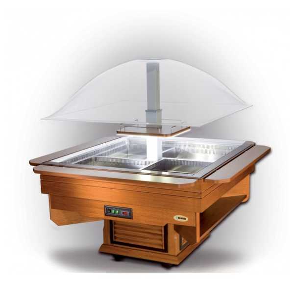 FURNOTEL - Buffet réfrigéré central carré 8 bacs GN1/1