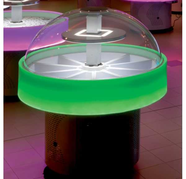 FURNOTEL - Buffet réfrigéré central rond équipé de 10 bacs plastiques blancs prof 80 mm température +3°C +10°C