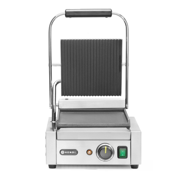 HENDI - Grill de contact 1/2 rainuré et 1/2 lisse température réglable