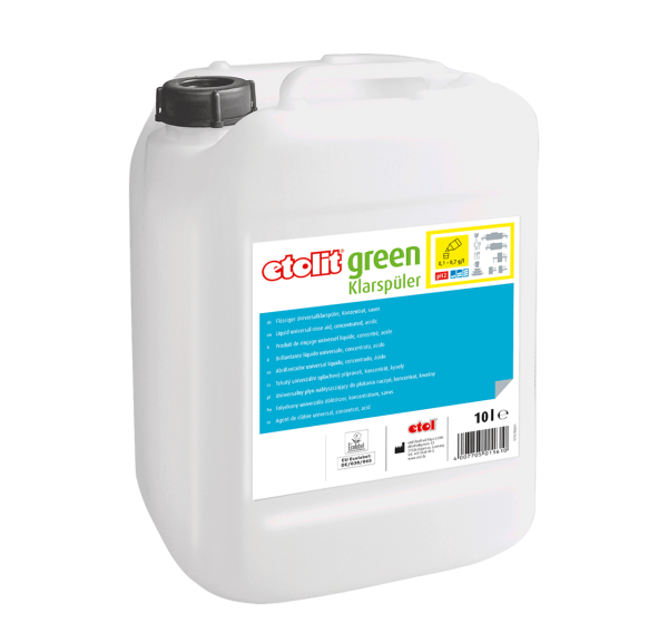 ETOL - Produit de rinçage universel liquide concentré acide 10 litres - ETOLIT GREEN KLARSPÜLER