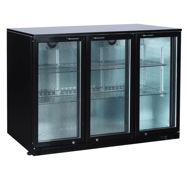 Arrière bar positif 0/+10°C 3 portes vitrées inox