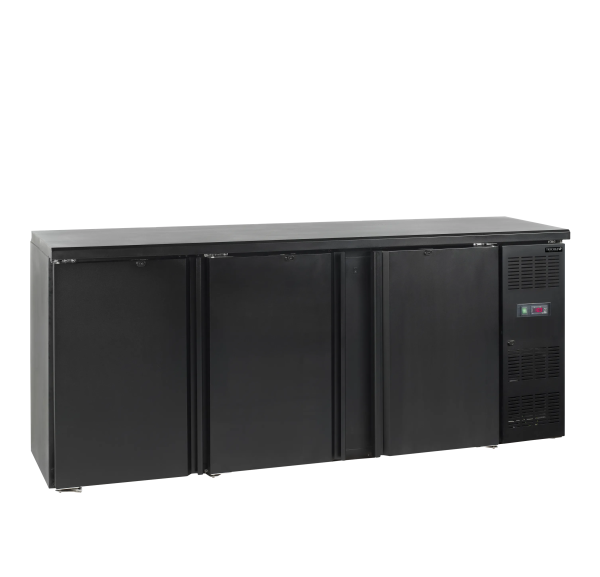 TEFCOLD - Arrière bar ventilé +2/+10°C 3 portes pleines battantes noir - CBC310