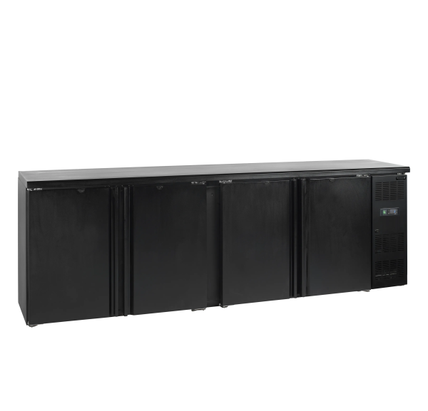 TEFCOLD - Arrière bar ventilé +2/+10°C 4 portes pleines battantes noir - CBC410