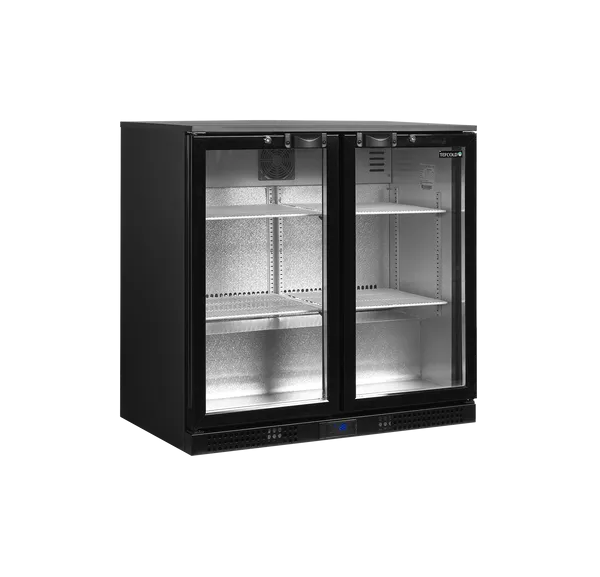 TEFCOLD - Arrière bar ventilé +2/+10°C 2 portes vitrées noir - DB201H
