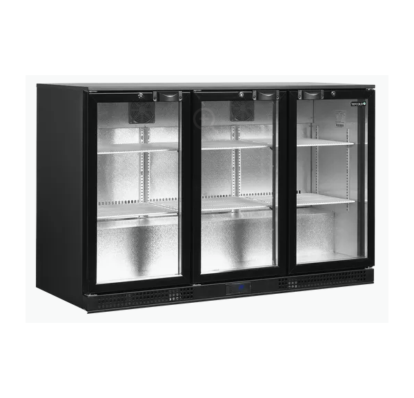 TEFCOLD - Arrière bar ventilé +2/+10°C 3 portes vitrées battantes noir - DB301H-3