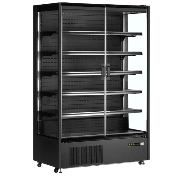 TEFCOLD - Vitrine réfrigérée pour supermarché positive ventilée -1/+5°C 2 portes battantes noire 764 litres - PC1250B