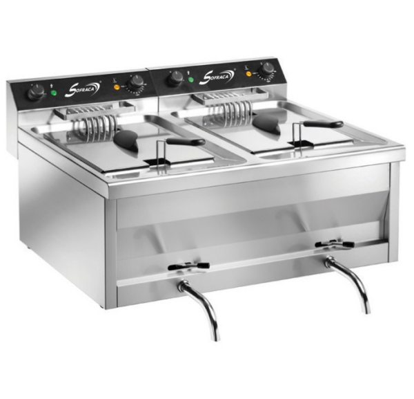 SOFRACA - Friteuse électrique 2x9 litres sur coffre 400V super puissante