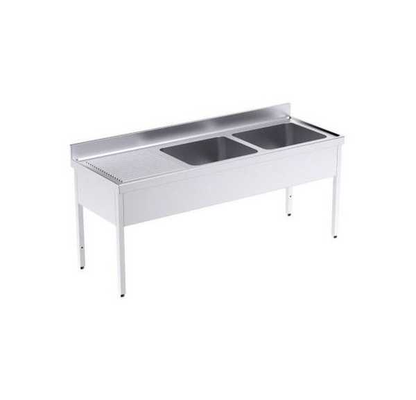 DISTFORM - Plonge 2 bacs 1 égouttoir à gauche longueur 2000 profondeur 700