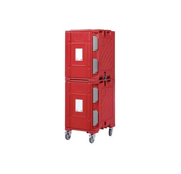 BOURGEAT - Conteneur isotherme multi-standard à ouverture frontale 2 modules avec roues 346 litres 9 niveaux 600x400