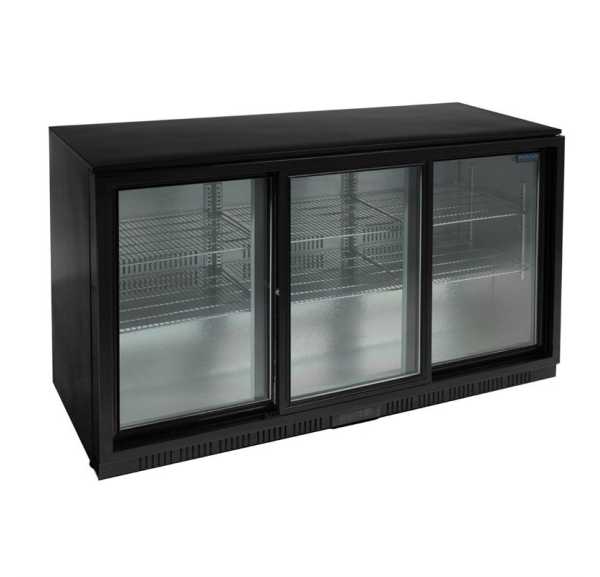 Arrière-bar trois portes coulissantes Polar Série G noir 320L