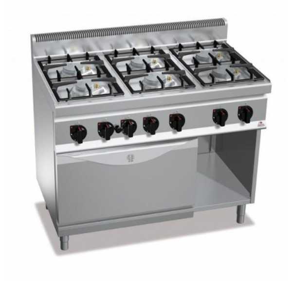 BERTO'S - Fourneau 6 feux vifs sur four four électrique G7F6P+FG - Macros 700