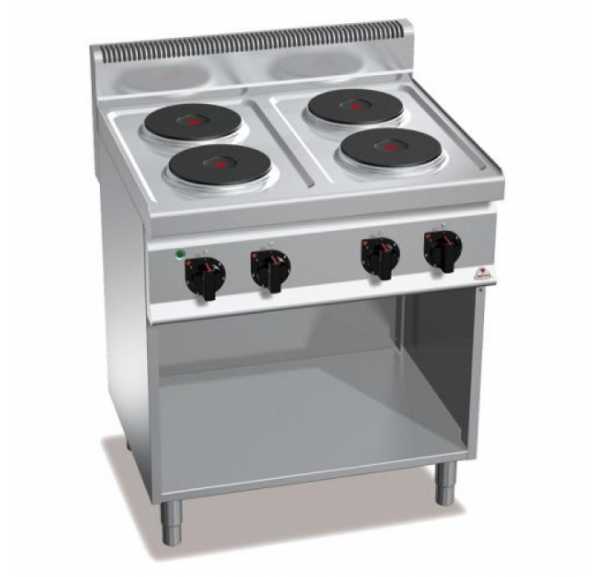 BERTO'S - Fourneau 4 plaques carrées electriques sur baie libre E7P4M - MACROS 700