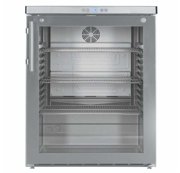 Petit frigo vitré professionnel en inox 141 L - Liebherr