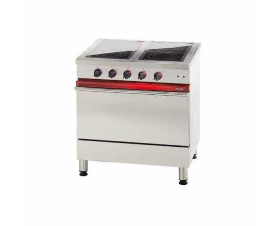 Piano de cuisson professionnel 4 feux gaz + four GN 2/1 GAZ