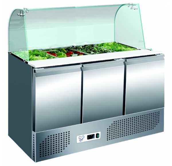 Saladette inox réfrigérée positive 240 Litres, 2 portes & 2 bacs GN