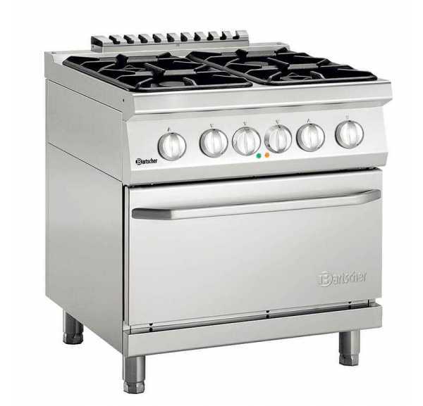 Cuisinière gaz professionnelle 4 feux sur four gaz - GOLDINOX