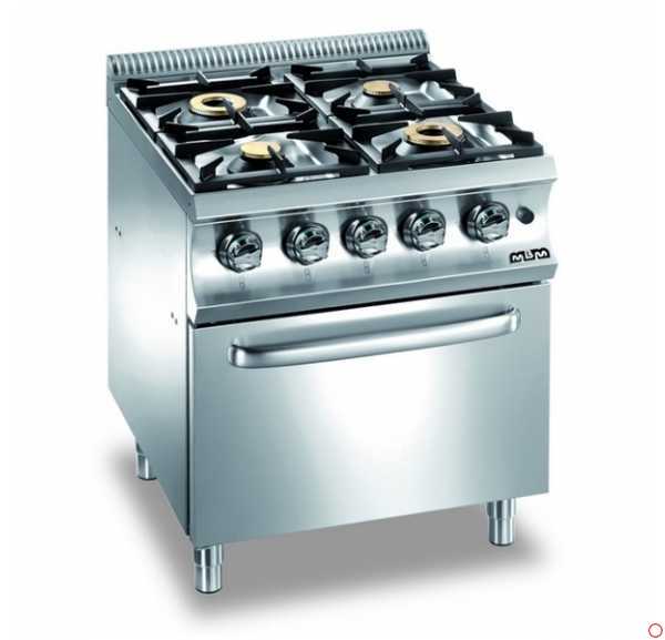 Cuisinière gaz professionnelle 4 feux sur four gaz - GOLDINOX